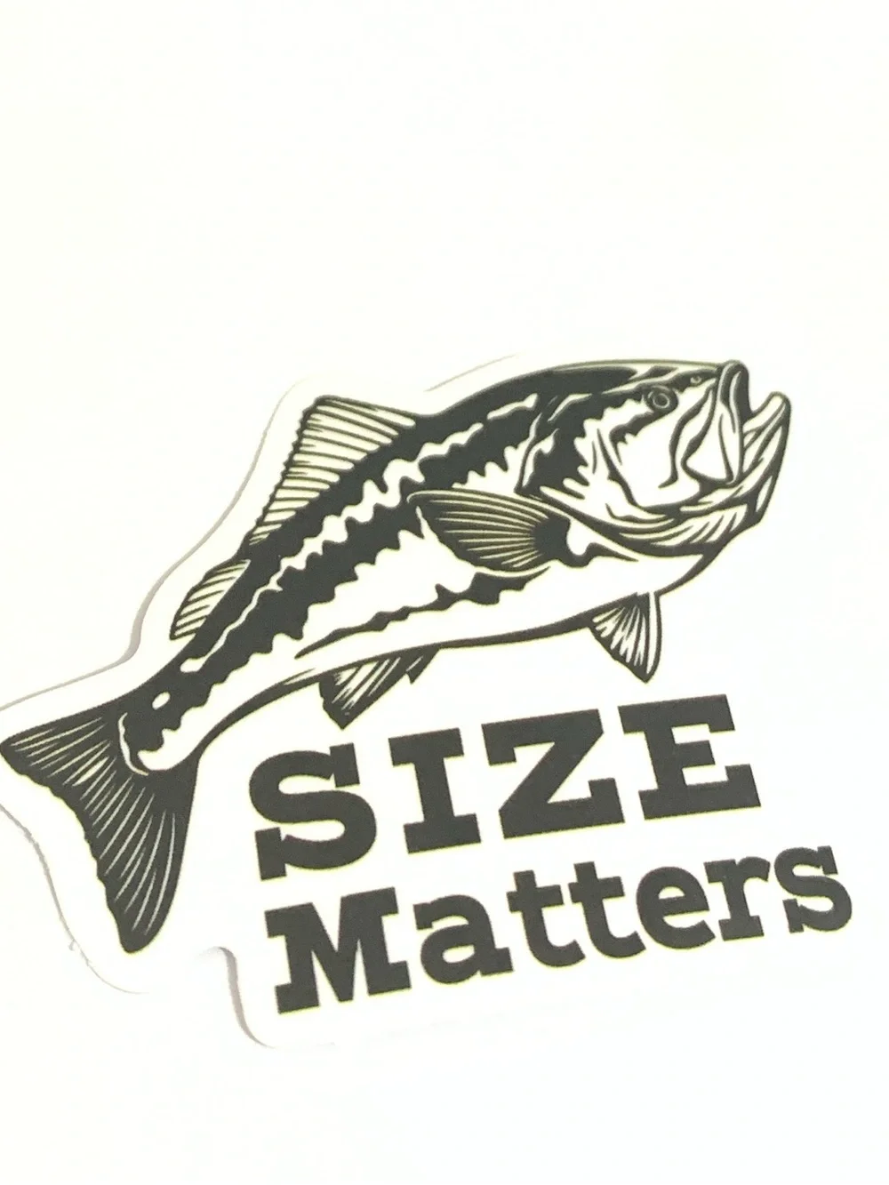 Size Matters Fish Sticker - Black and White